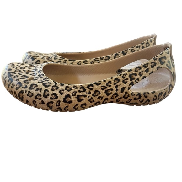 CROCS Kadee Slingback Ballet Flat Leopard Lightweight Comfy Slip on Shoe SZ 8W - Picture 2 of 10
